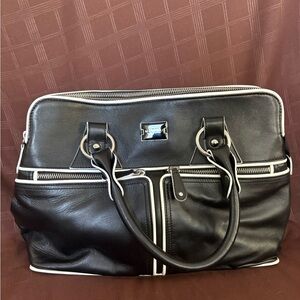 Modalu England Black Leather Satchel Structured Work Tote Bag